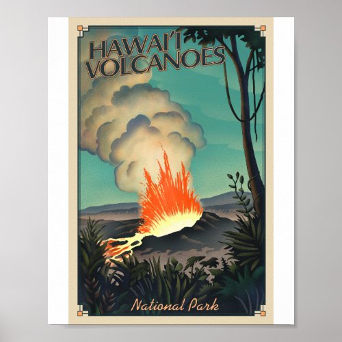Hawaii Volcanoes National Park Litho Artwork Poster