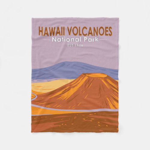 Hawaii Volcanoes National Park Mauna Kea Vintage  Fleece Blanket