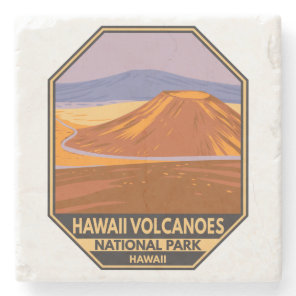 Hawaii Volcanoes National Park Mauna Kea Vintage  Stone Coaster