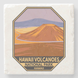 Hawaii Volcanoes National Park Mauna Kea Vintage Stone Coaster