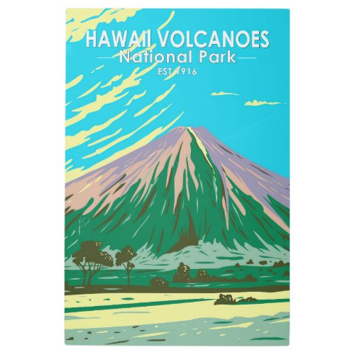 Hawaii Volcanoes National Park Mauna Loa Vintage  Metal Print