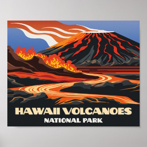 Hawaii Volcanoes National Park Mauna Loa Vintage Poster