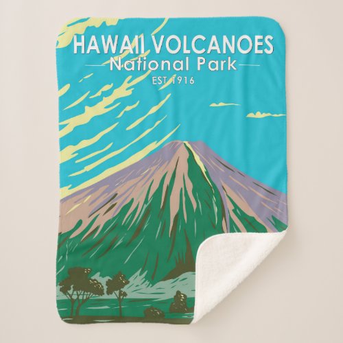 Hawaii Volcanoes National Park Mauna Loa Vintage  Sherpa Blanket