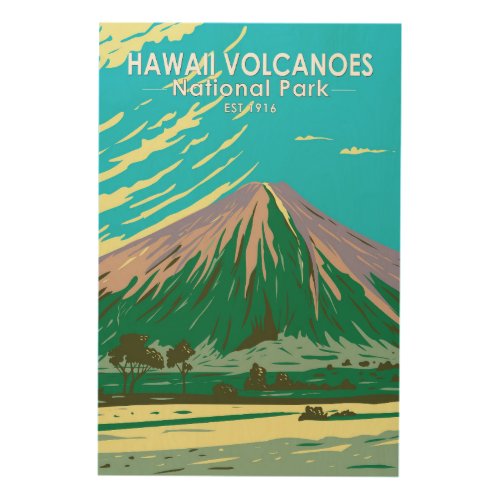 Hawaii Volcanoes National Park Mauna Loa Vintage  Wood Wall Art