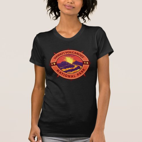 Hawaii Volcanoes National Park Retro Compass T_Shirt