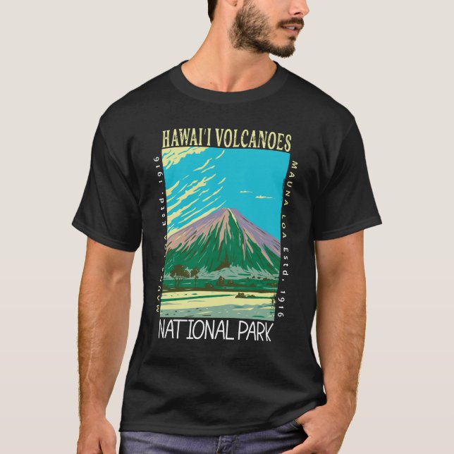 Hawaii Volcanoes National Park Retro Distressed T-Shirt (Front)