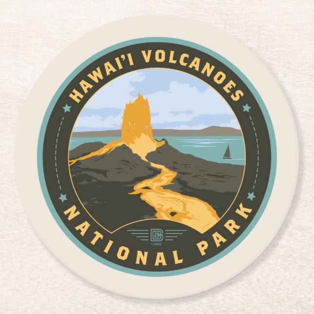 Hawaii Volcanoes National Park Round Paper Coaster (Front)