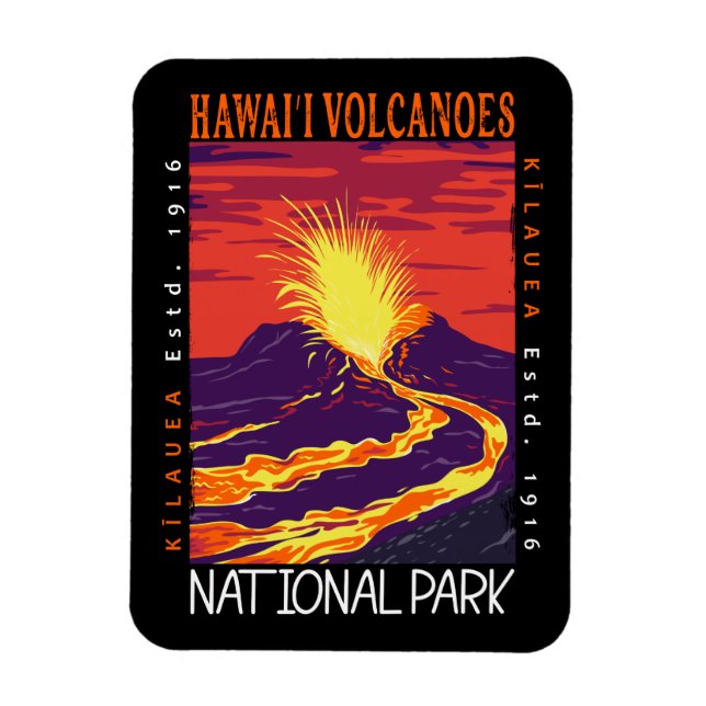 Hawaii Volcanoes National Park Vintage Distressed  Magnet (Vertical)