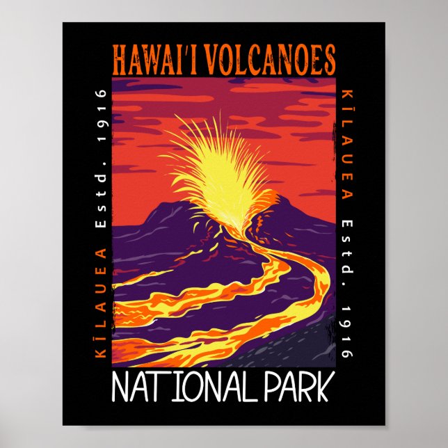 Hawaii Volcanoes National Park Vintage Distressed  Poster (Front)