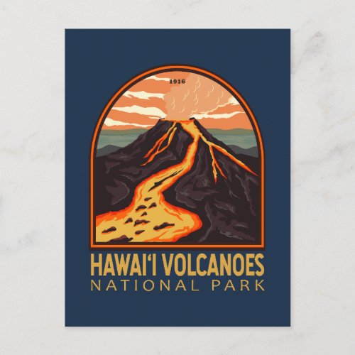 Hawaii Volcanoes National Park Vintage Emblem Postcard