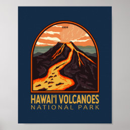Hawaii Volcanoes National Park Vintage Emblem Poster