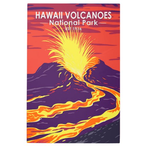 Hawaii Volcanoes National Park Vintage Metal Print