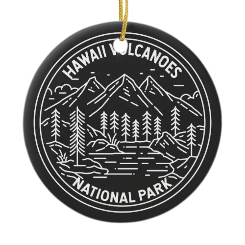 Hawaii Volcanoes National Park Vintage Monoline Ceramic Ornament