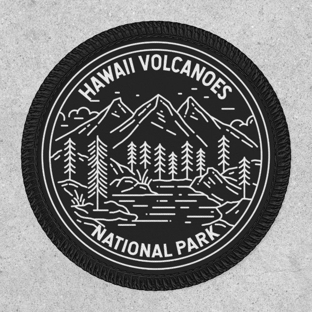 Hawaii Volcanoes National Park Vintage Monoline Patch (Front)