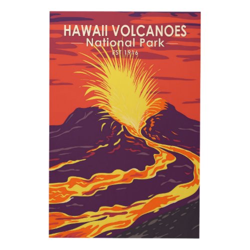 Hawaii Volcanoes National Park Vintage  Wood Wall Art