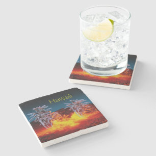 Hawaii volcanoes stone coaster