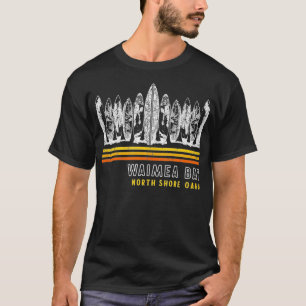 Hawaii Waimea Bay North Shore Oahu Retro Surfing T-Shirt