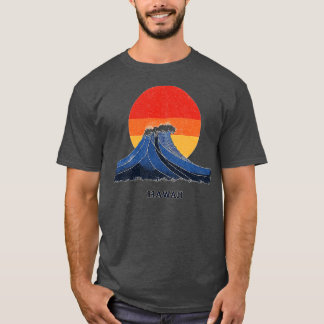 Hawaii Wave and Sunset Graphic TShirt