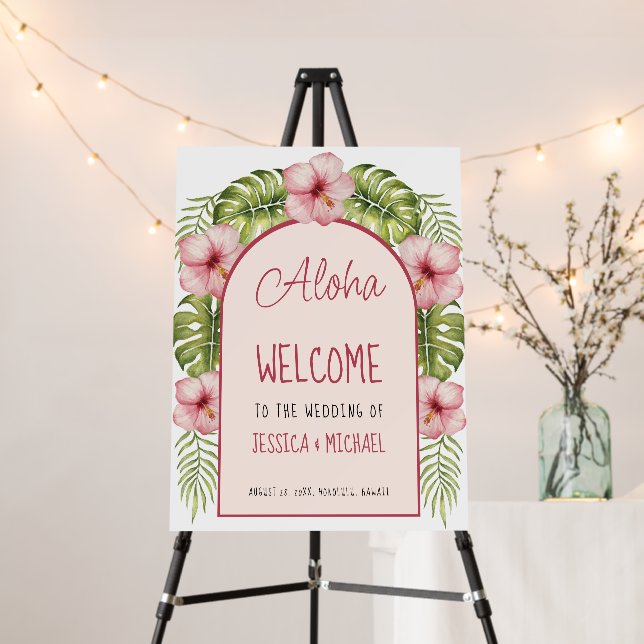 Hawaii Wedding Aloha Tropical Floral Arch Welcome Foam Board (In Situ (Stand))