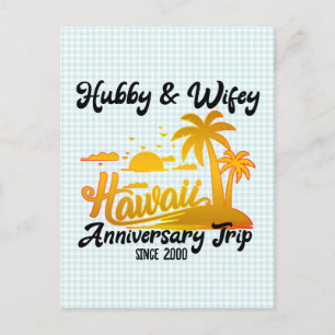 Hawaii Wedding Anniversary Couple Trip Postcard
