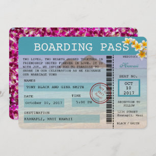 Hawaii Wedding Boarding Pass Invitation