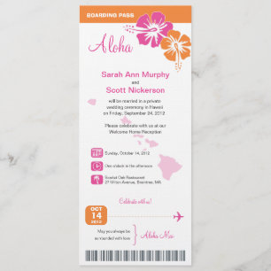 Hawaii Wedding Boarding Pass Invitation