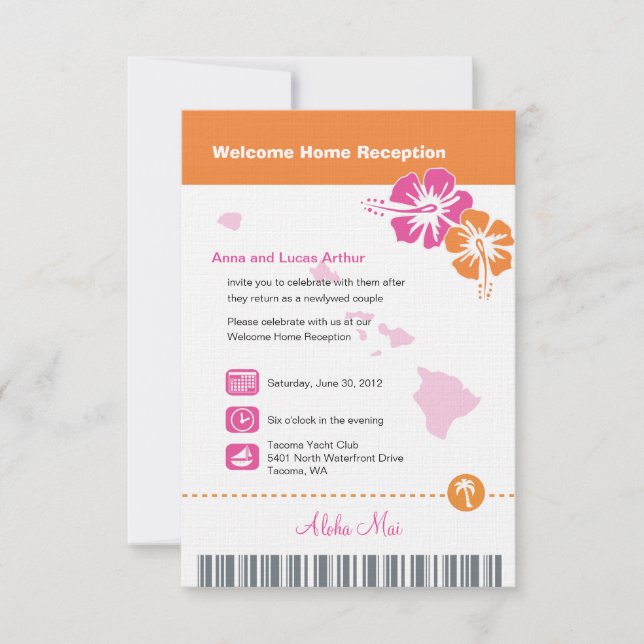 Hawaii Wedding Boarding Pass Invitation (Front)