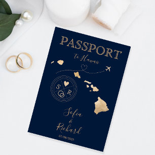 Hawaii Wedding Destination Passport  Invitation