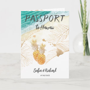 Hawaii Wedding Destination Passport World Modern Invitation