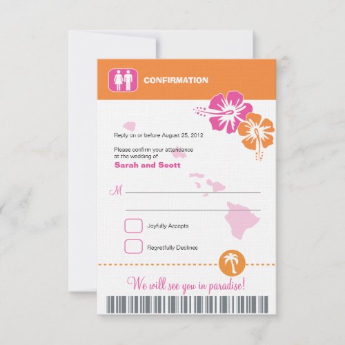 Hawaii Wedding RSVP Confirmation Boarding Pass