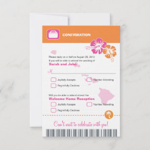 Hawaii Wedding RSVP Confirmation Boarding Pass Card