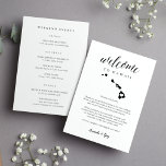 Hawaii Wedding Welcome Letter & Itinerary<br><div class="desc">Share a welcome message for your Hawaii wedding guests as well as an itinerary or schedule of the weekend's events. Front features your welcome message with a silhouette map of the state of Hawaii with a heart inside. Personalize the reverse side with your wedding day or wedding weekend itinerary. Perfect...</div>