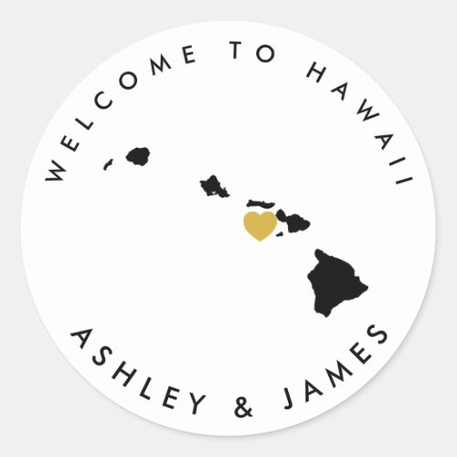 Hawaii Wedding Welcome Sticker for Treat Box Bag