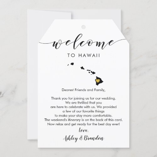 Hawaii Wedding Welcome Tag Letter Itinerary