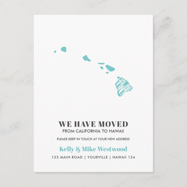 HAWAII We've moved New address New Home  Postcard (Front)