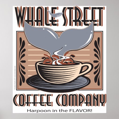 Hawaii Whale Street Coffee Company Poster