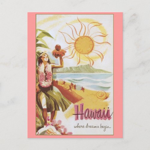 Hawaii _ Where Dreams Begin Postcard