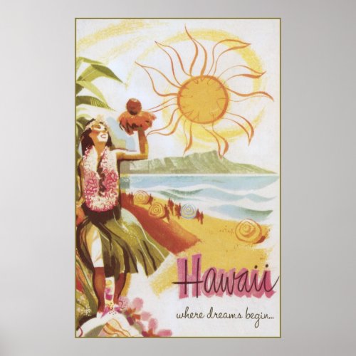 Hawaii _ where dreams begin poster