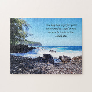 Hawai'i Windward side with scripture Jigsaw Puzzle