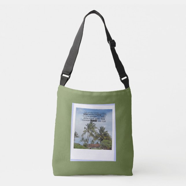 Hawaii Word Art Collage Crossbody Bag (Front)