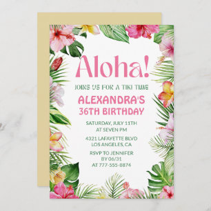 Hawaiian 36th birthday invitation Tropical Floral