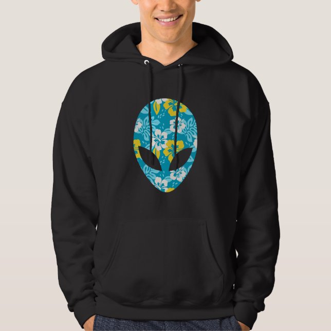 Hawaiian Alien Head - Funny Alien Hoodie (Front)