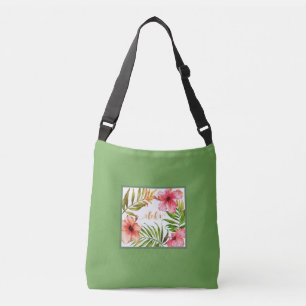 Hawaiian aloha green or brown crossbody bag