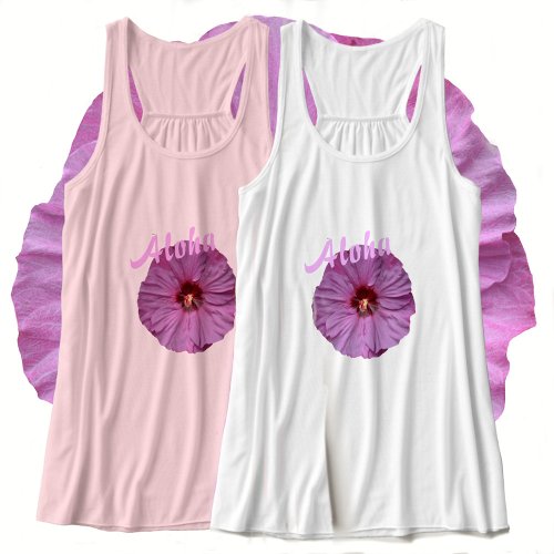 Hawaiian Aloha Lilas Purple Hibiscus Flower Tank Top