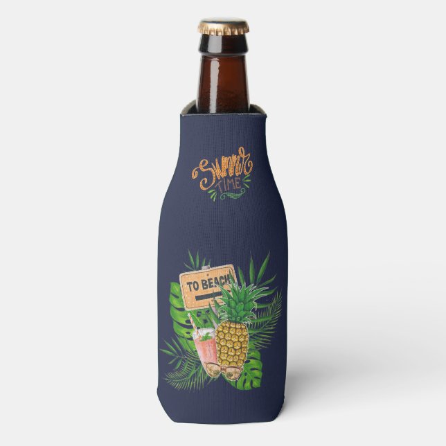 Hawaiian Aloha Luau Birthday Party Guest Favor Bottle Cooler (Bottle Front)