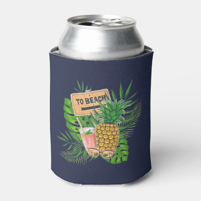 Hawaiian Aloha Luau Birthday Party Guest Favor Can Cooler (Can Front)
