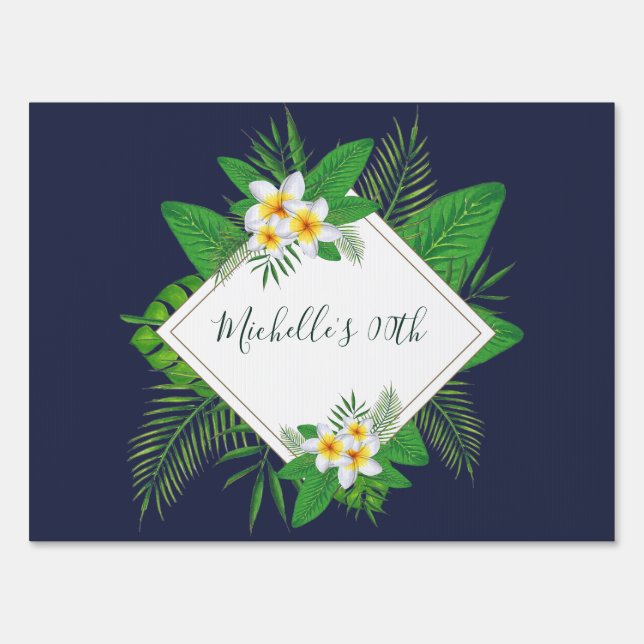 Hawaiian Aloha Luau Birthday Party Sign (Front)