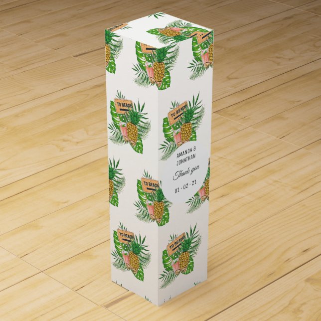 Hawaiian Aloha Luau Party Wine Box (Front)