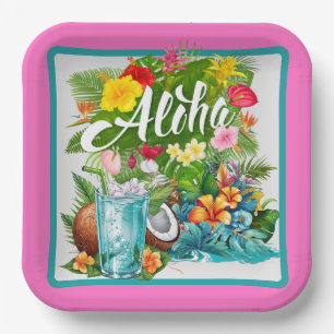 Hawaiian Aloha Paper Plates