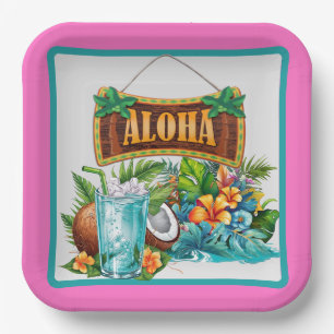Hawaiian Aloha Paper Plates